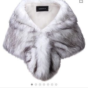 White faux fur shawl